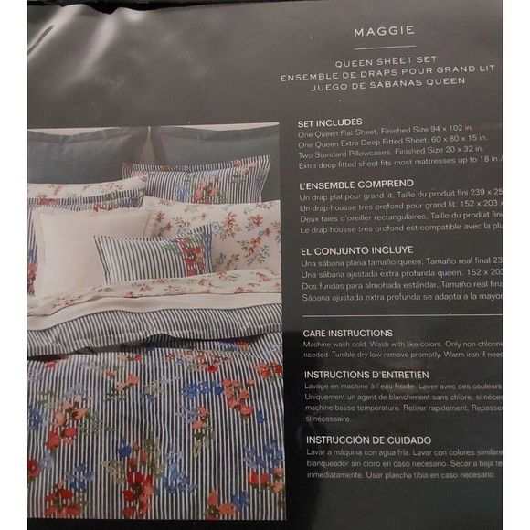Ralph Lauren MAGGIE FLORAL White Queen Sheet Set w/Xtra Two Standard Pillowcases - Picture 8 of 13